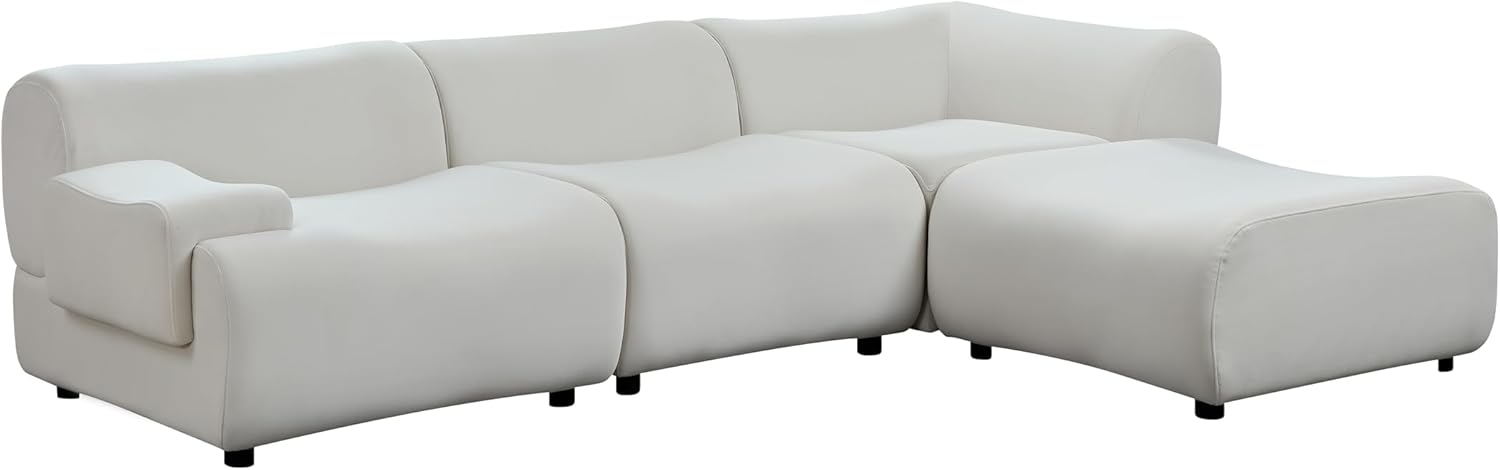 105.9'' Luxury Modern Sectional Curved Sofa - Contemporary Design, Plush Comfort, Curved Couch for Living Room, L-Shape Right Chaise (White)