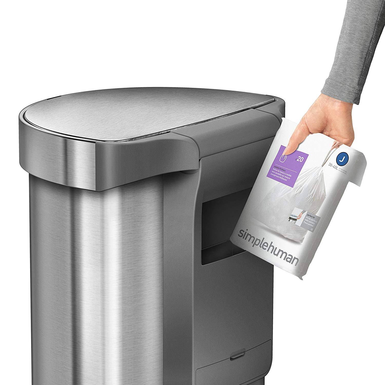 simplehuman 45 LITER Semi-Round Automatic Sensor Trash Can, Brushed Stainless Steel