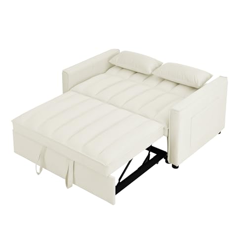 Convertible Sleeper Sofa Bed,3-in-1 Foldable Sofa Bed,Modern Velvet Futon Sofa Bed with Adjustable Back,Storage Bag & Pillow,Convertible Daybed,Couch Bed,Easy Assembly (Black White)