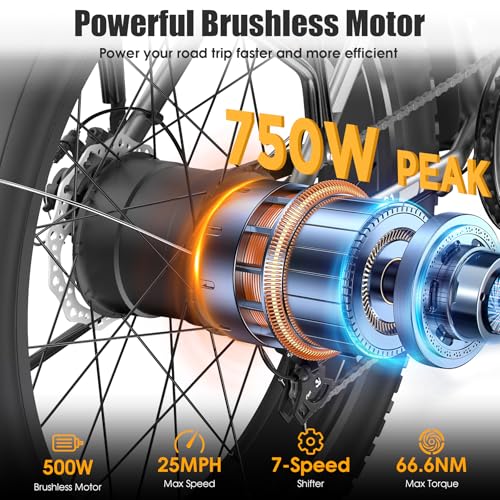 Electric Bike for Adults, Peak 1000W Ebike, 25MPH 60Miles Electric Mountain Bike, 26" Fat Tire Adult Electric Bicycle with 48V 13AH Battery, Rear Rack, 7 Speed, Front Suspension, Turn Signal