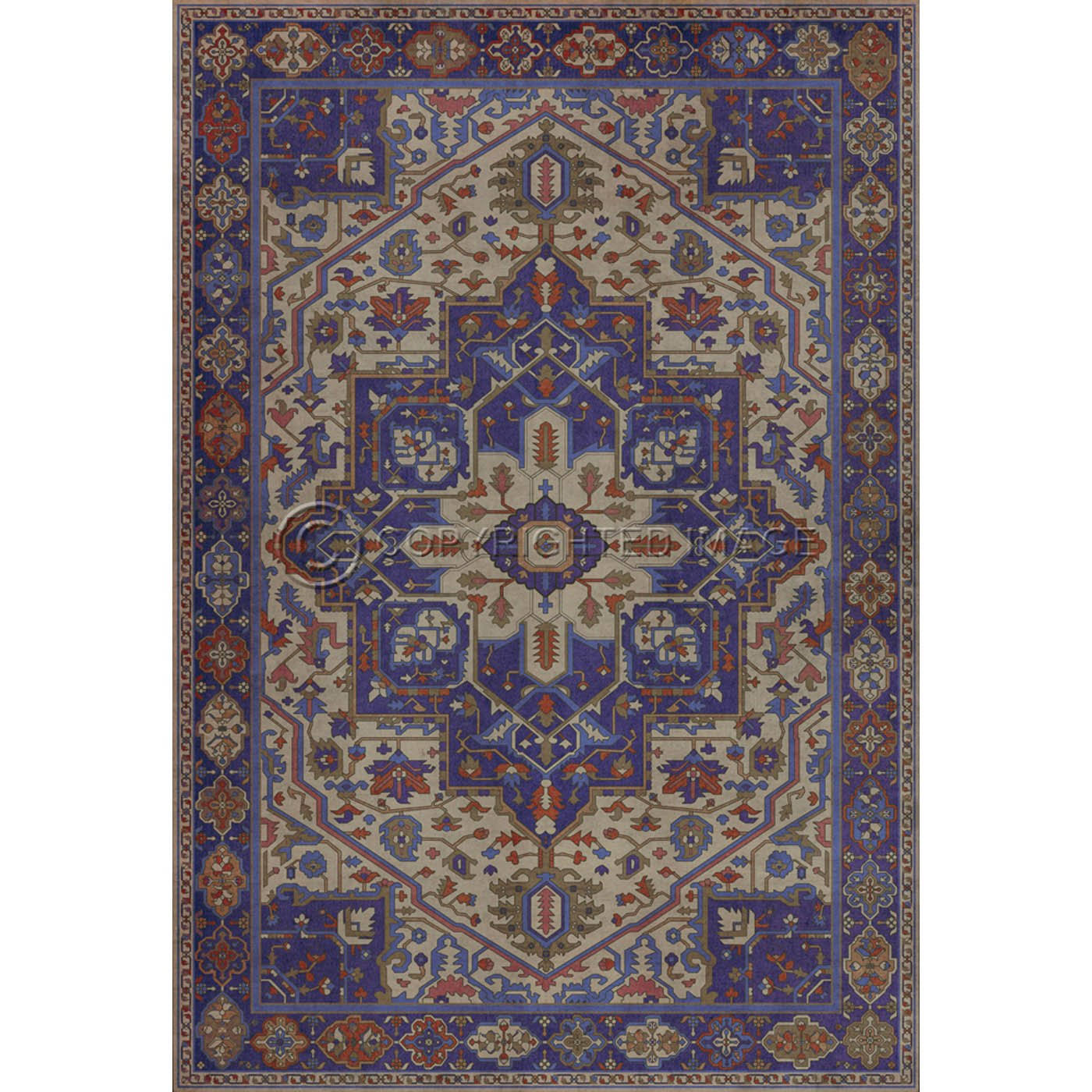 Spicher and Company Morgana Vinyl Floorcloth Ships Free 52x22x76x22