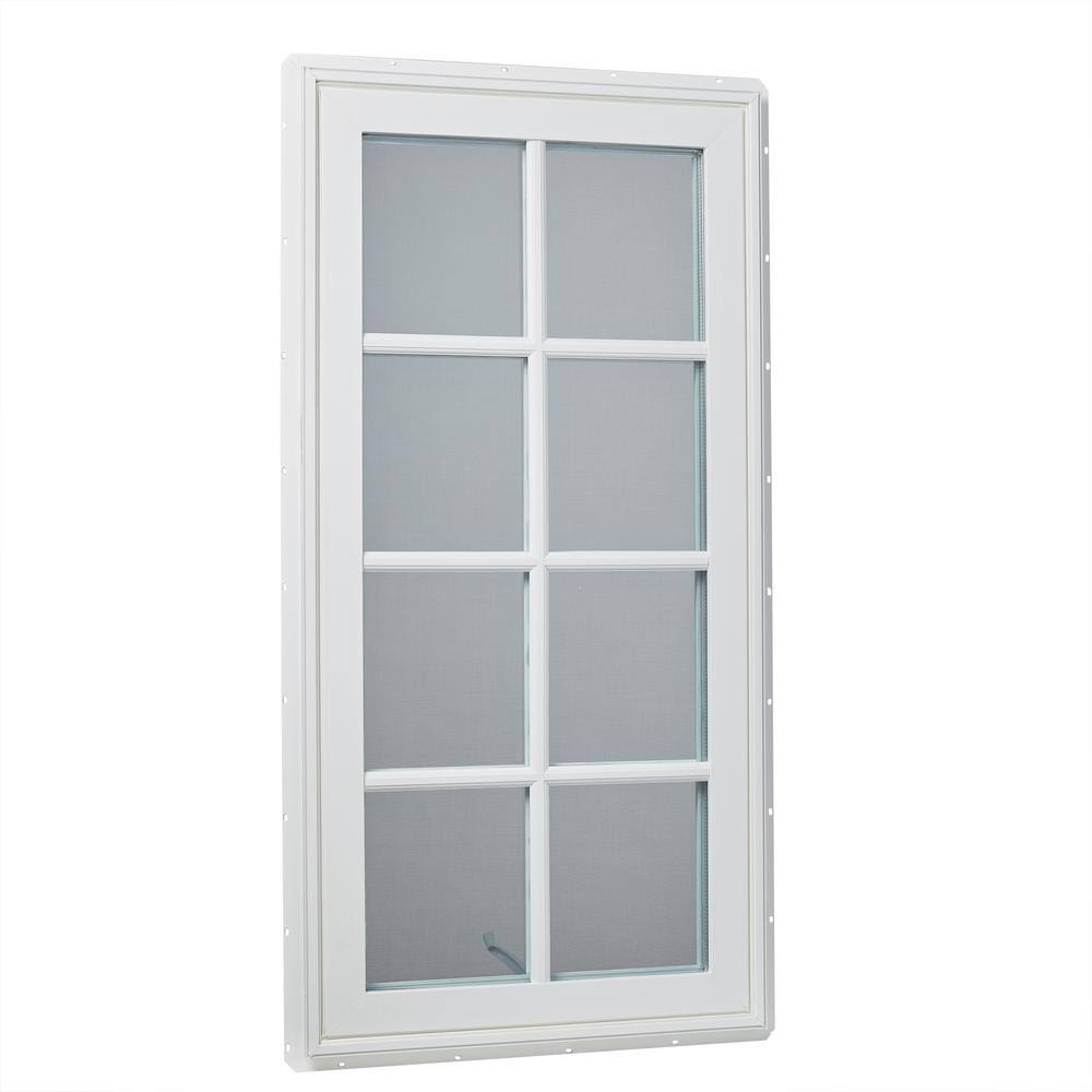 TAFCO Windows 24 in. x 48 in. Left-Hand Vinyl Casement Window with Grids and Screen in White