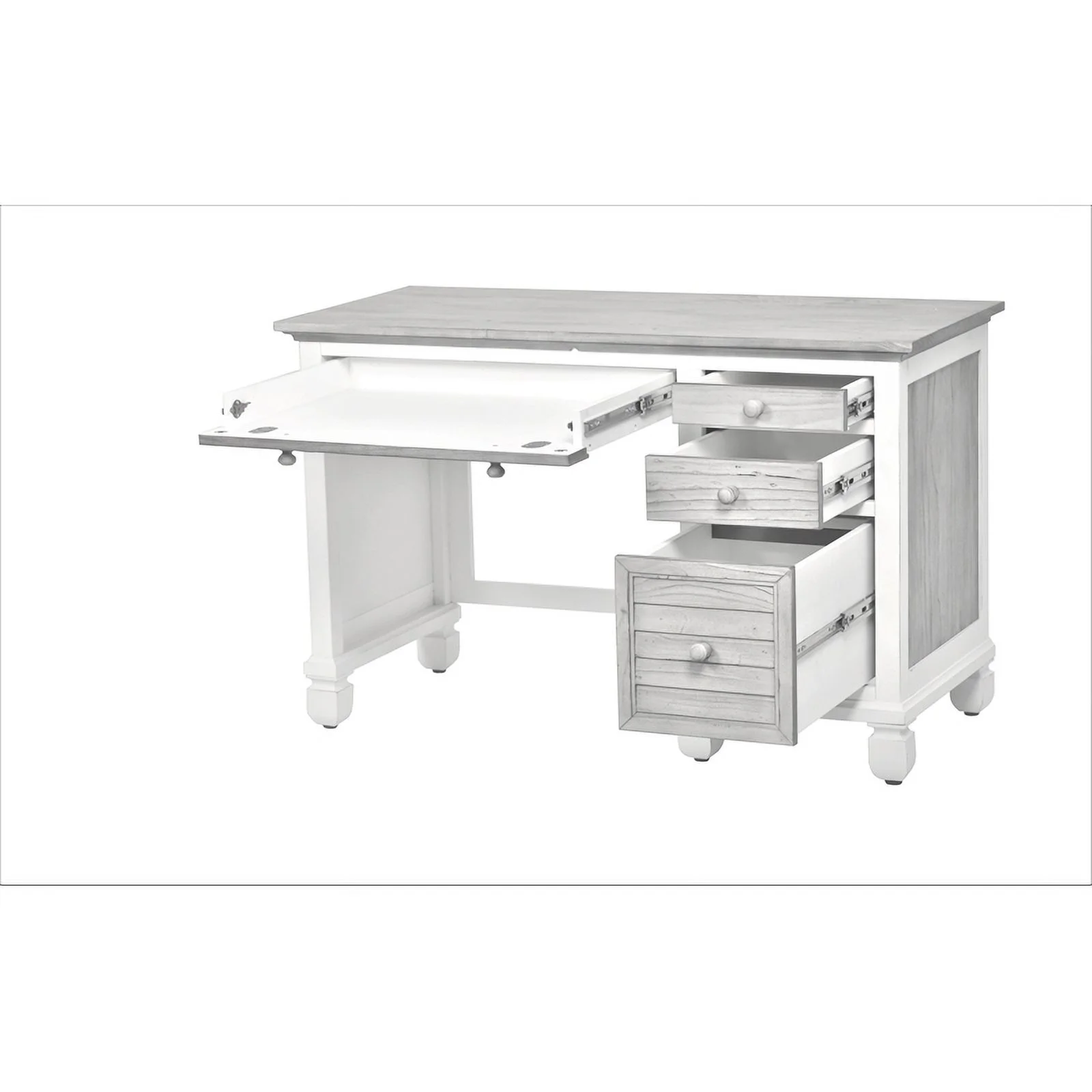 Sea Wind Florida Islamorada Wood Desk & Chair Set in Gray/White