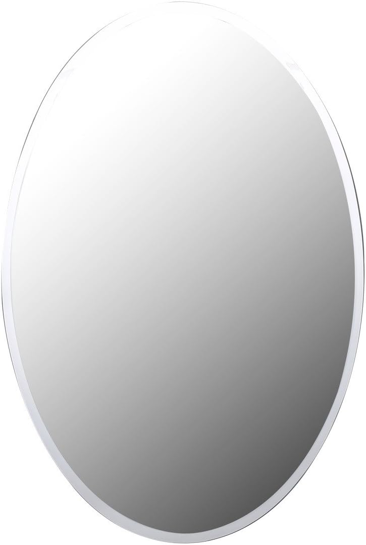Renovators Supply Manufacturing Oval Wall Mounted Medicine Cabinet Brushed Stainless Steel Bathroom Storage Cabinet with Mirror 26" x 18" Hanging Double Shelf for Medicines or Accessories
