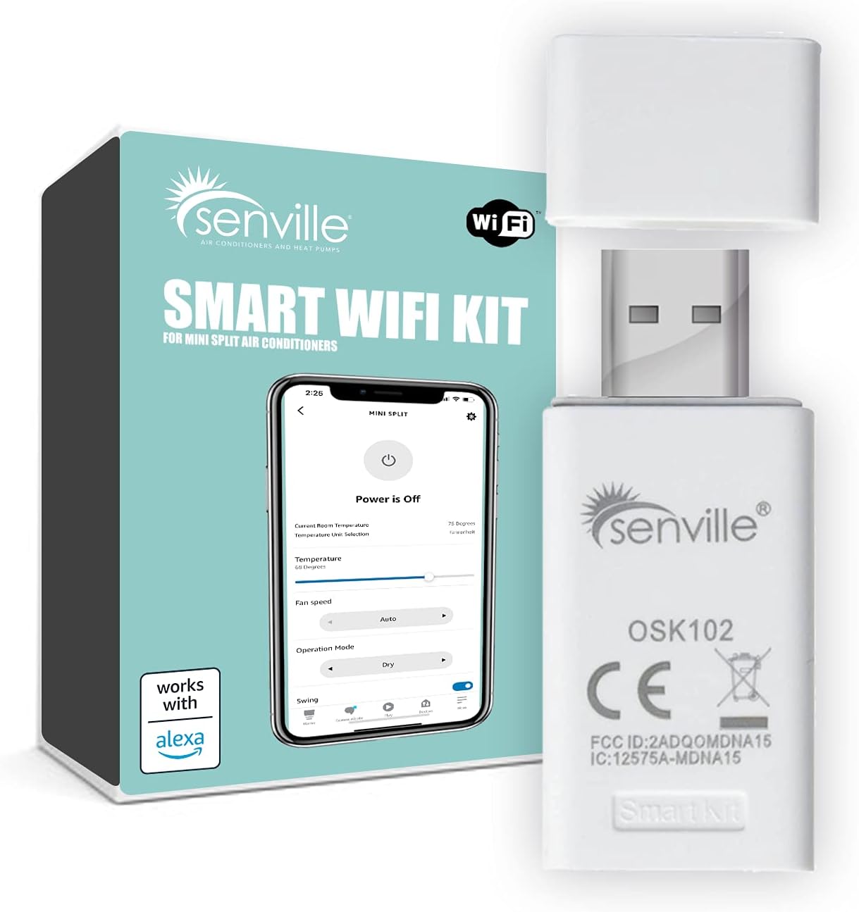 Senville WiFi USB Adapter for Mini Split Air Conditioners, Compatible with Alexa Pack of 2