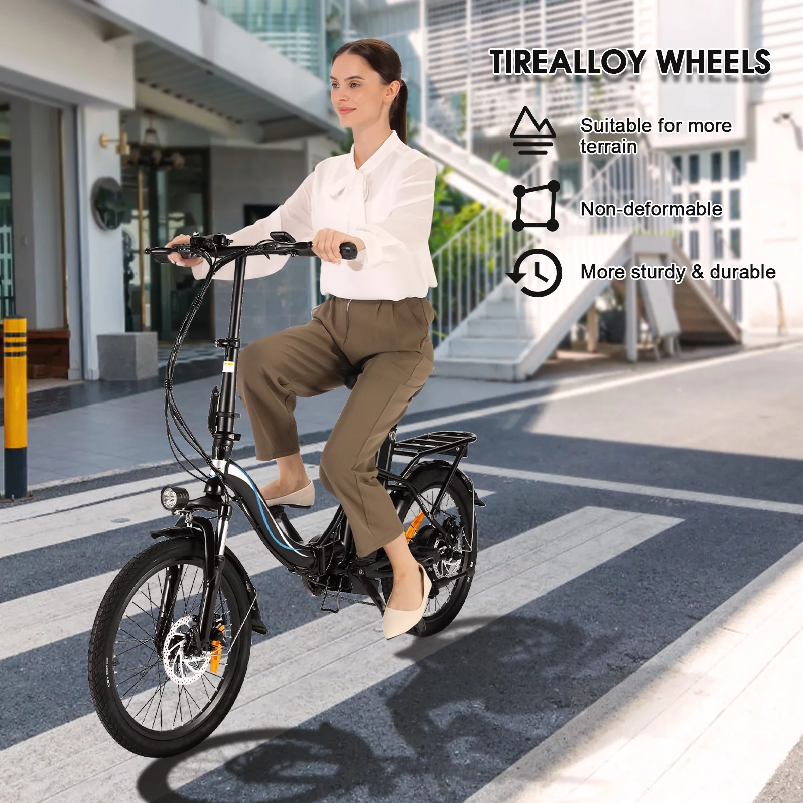 Elifine 500W Folding Electric Bike for Adults, 20" Foldable Ebike with 5 Riding Modes, 48V 7.8Ah Battery, 50 Miles Range Commuter City Electric Bicycle