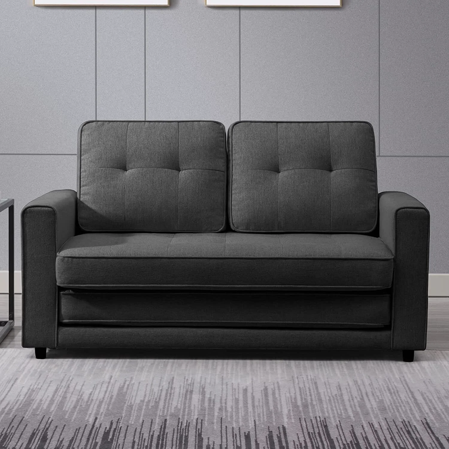 Mixoy 84"Modern 3-in-1 Loveseat Sleeper Sofa,Multi-Function Tri-Fold Fold Out Floor Sofa Bed Dark Grey - Curated Treasures Market