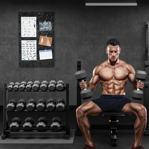 Premium Rubber Coated Hex Dumbbell Weight Set With Rack, Multiple Packages,210LB/350LB/450LB/550LB for Home Gym, Coated Hand Weights for Strength Training, Workouts