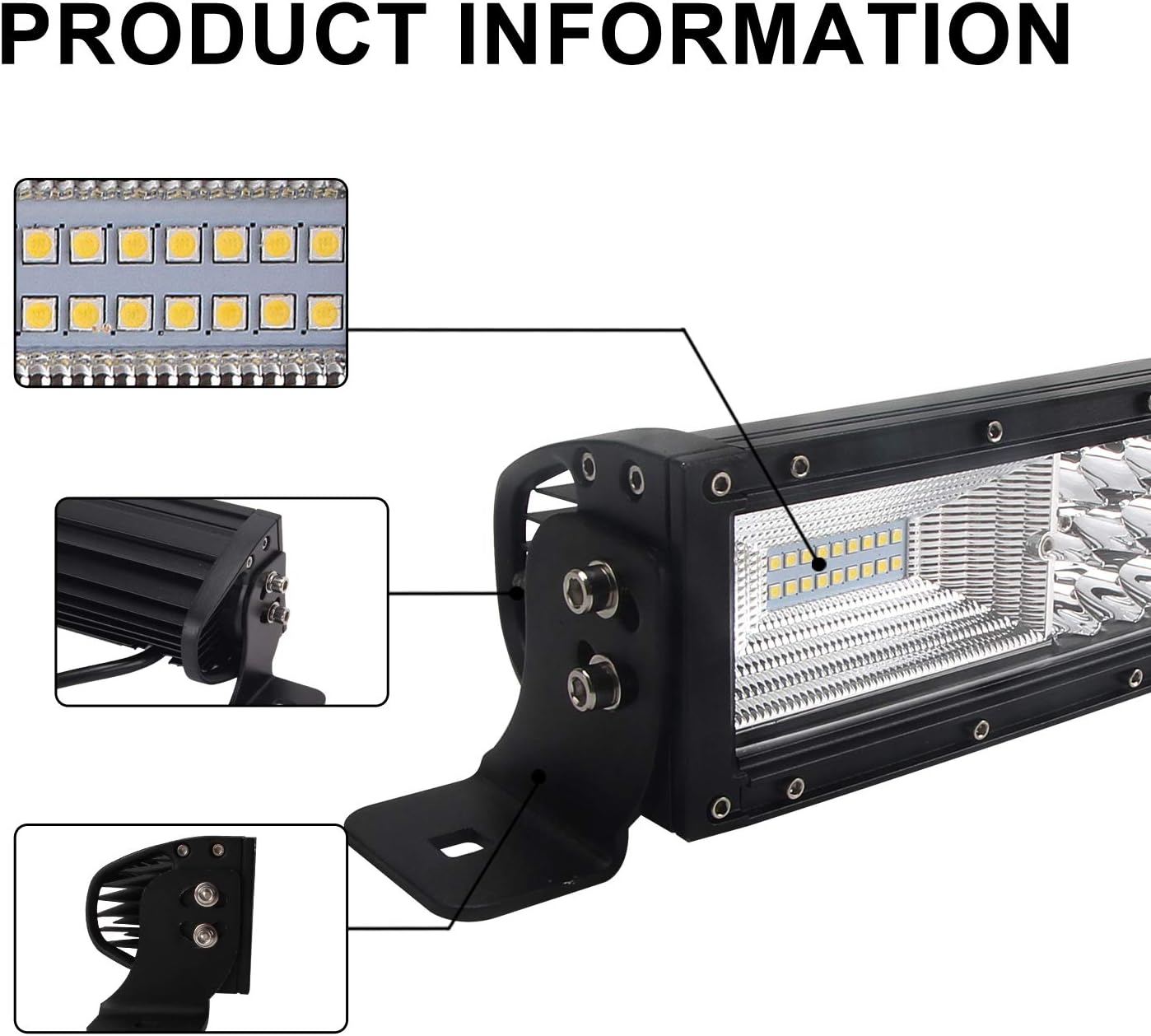 Lumitek 288w 50inch Curved Led Light Bar Spot Flood Combo Beam Light Bar Off-road Led Bar for ATV JEEP Off Road SUV 4wd IP67 12V Car Led Bar Light…