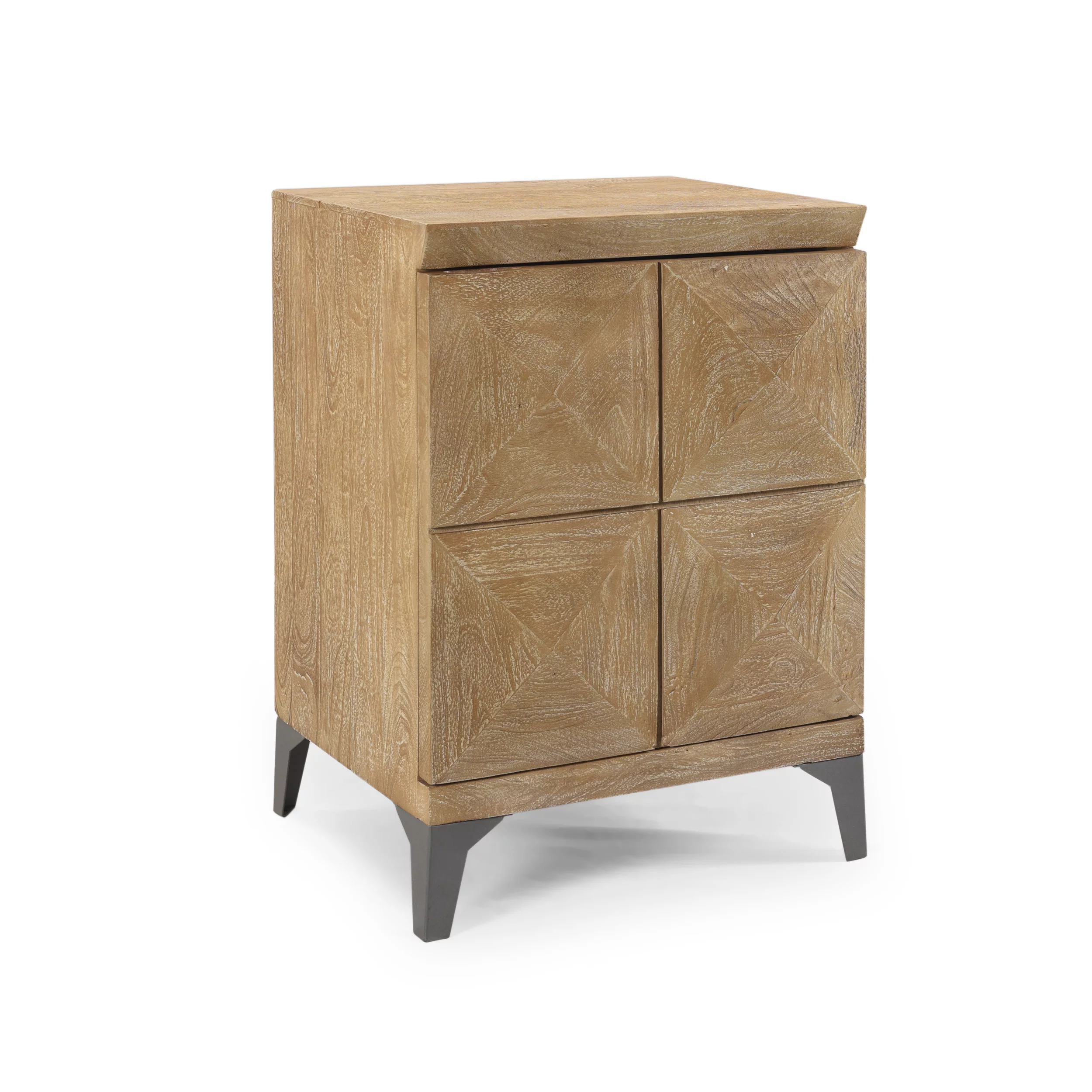 Daksh Handcrafted Boho Mango Wood Cabinet, Sandblasted Oak and Gray Antique