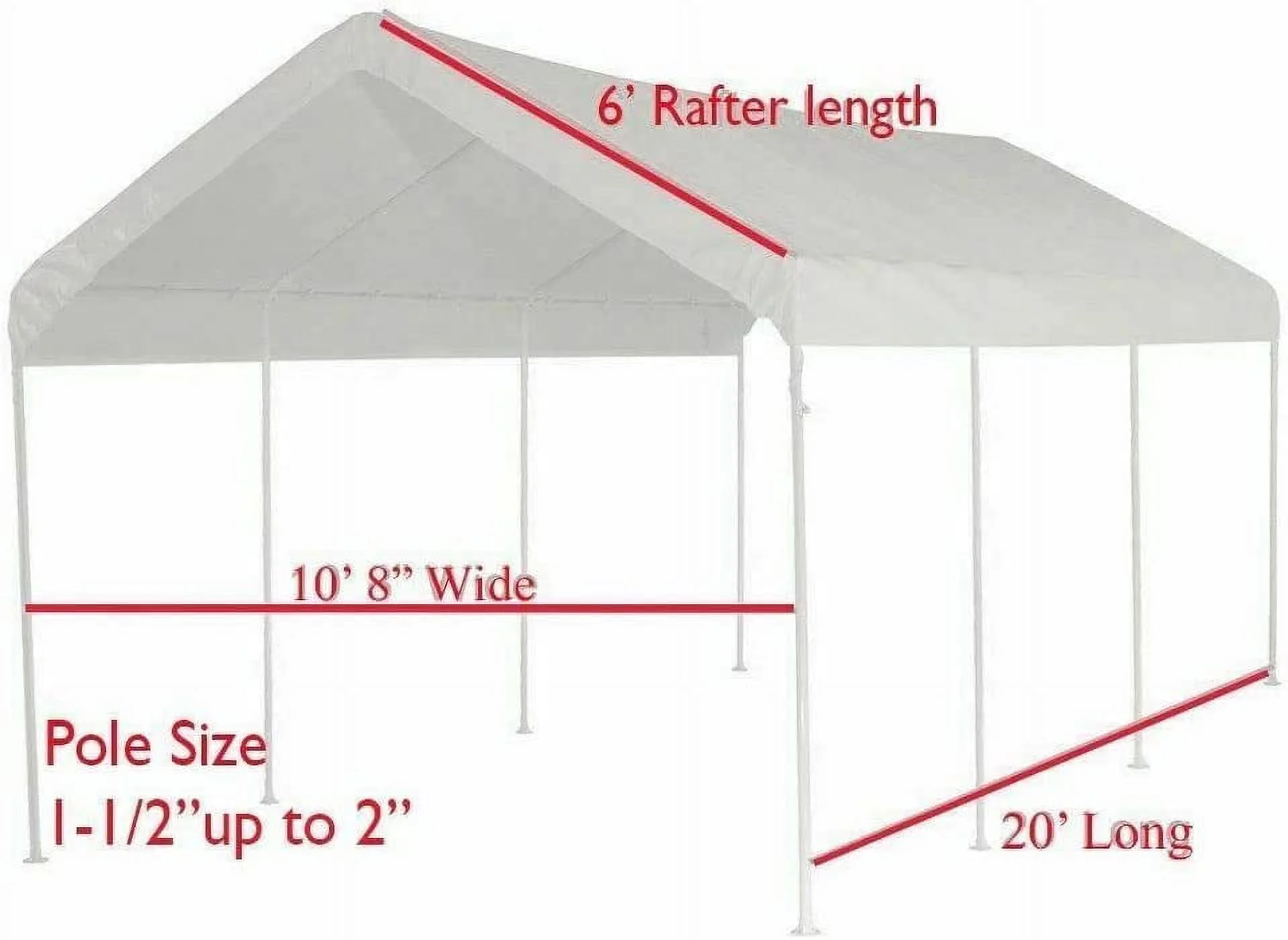 10X20 Canopy Tarp Set (5pc) Paneling and Top Set Valanced Tarp Kit Carport (Side Wall 3 Windows Replacement (White)