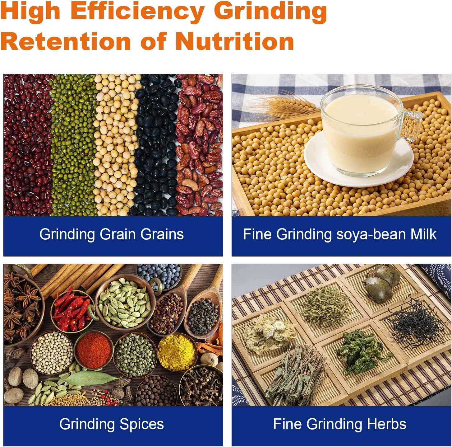 Eachbid Dry Grinder 110V 3000W Electric Grain Mill Corn Grinder, Commercial Feed Wheat Mill Dry Grinder, Heavy Duty Milling Machine Flour Mill Cereals Grinder Rice Corn Grain Coffee Wheat with Funnel