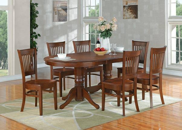 East West VT-ESP-TP Vancouver Oval Double Pedestal Dining Room Table with 17 in. Butterfly Leaf Espresso