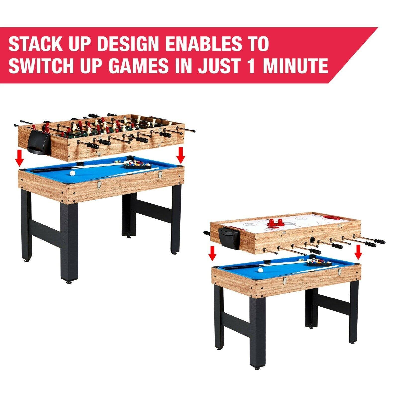 MD Sports 48 inch 3 in 1 Combo Game Table, Pool, Hockey, Foosball, Accessories Included