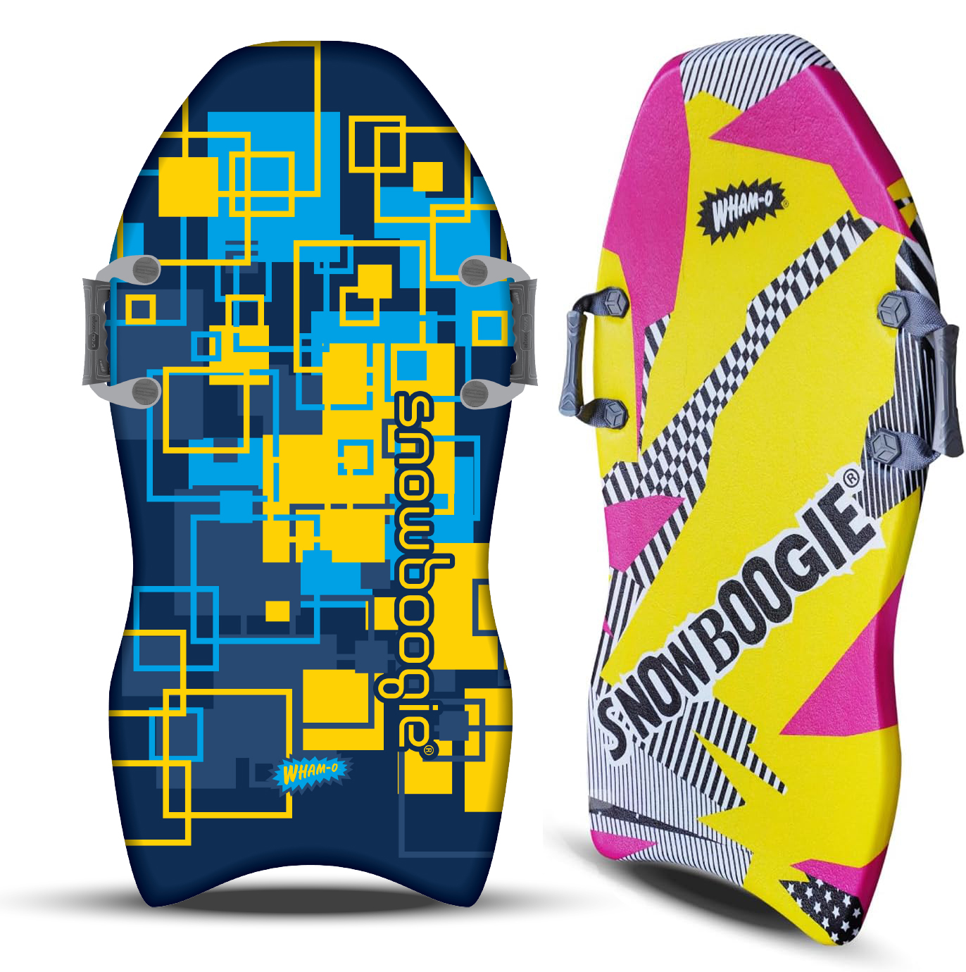Snowboogie Wham-O Air Thunder 40" 2 Pack | Single Rider Snow Sleds with Side Handles | PE Foam Core for Better Comfort | Snow Sledding for Adults & Children ( YELLOW, 2PACK)