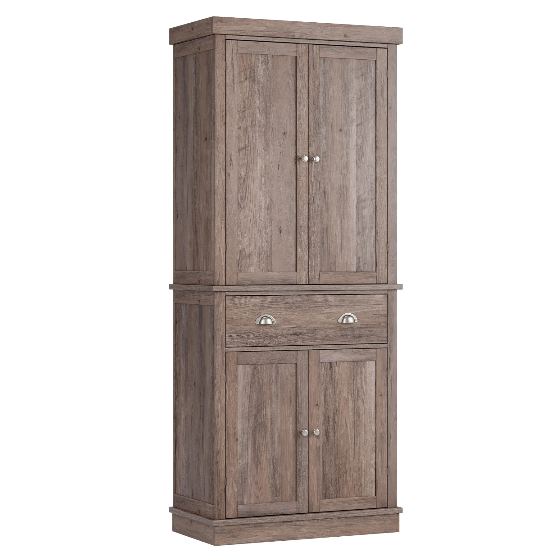 Homfa 72.4'' Tall Kitchen Pantry with 4 Doors, Large Drawer Shelves Wood Storage Cabinet for Dining Room Living Room, White