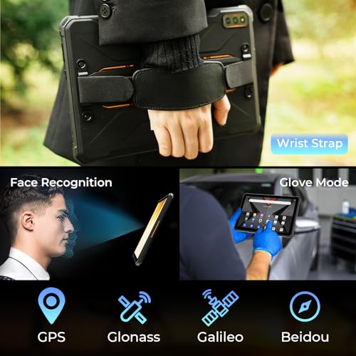 HOTWAV R7 Rugged Tablet Android 13, 15600mAh 10.1 Inch HD+ 12GB+256GB/(2TB TF) Waterproof Tablet PC, 16MP+16MP Camera Octa-Core IP68&IP69K/Dual SIM 4G/5G WiFi/Face ID/GPS/OTG/Widevine L1 (Gray)