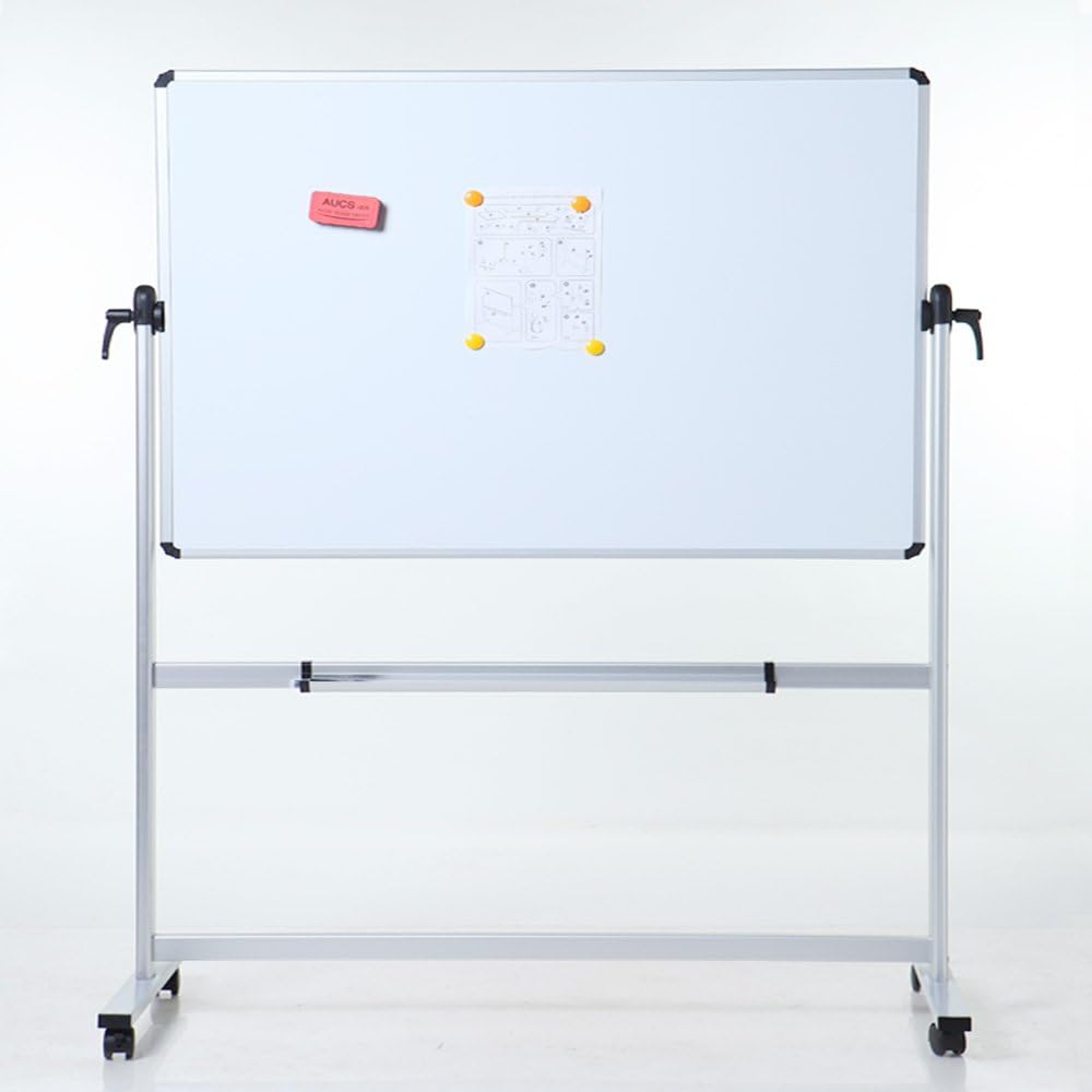 VIZ-PRO Double-Sided Magnetic Mobile Whiteboard 60 x 48 Inches, Aluminium Frame and Stand, with 12 Colors Dry Erase Markers