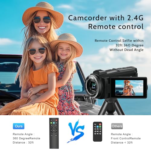 8K Video Camera Camcorder, 64MP IR Night Vision Vlogging Camera,18X Zoom 3.0“ Screen WiFi Camcorder for YouTube with with Microphone, Lens Hood, Stablizer, 64GB SD Card, One 4500mAh Battery