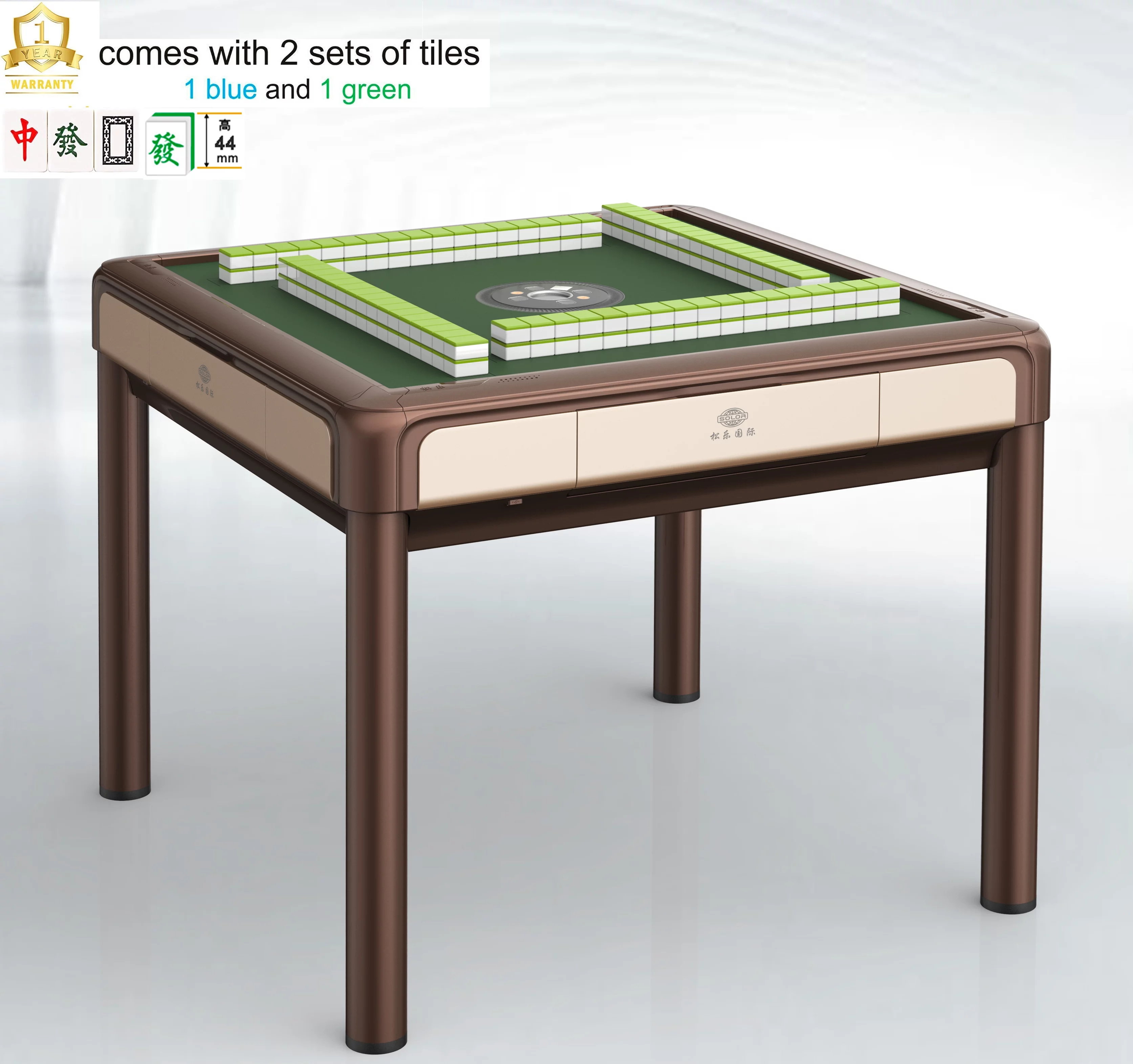USA MJ TABLE Automatic Mahjong Table Dining Table with 4 Legs -  Chinese Style, Philippine Style, Comes 2 Sets of Magnetic Tiles (Blue & Green) 44mm Tiles & 1 Table Cover - Curated Treasures Market