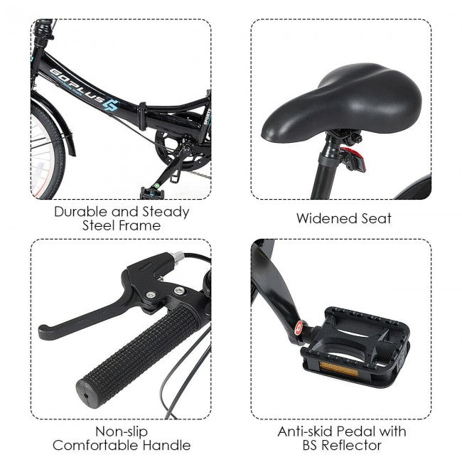 Lightweight 20 Inch Folding Bicycle W/ 7-Speed Drivetrain