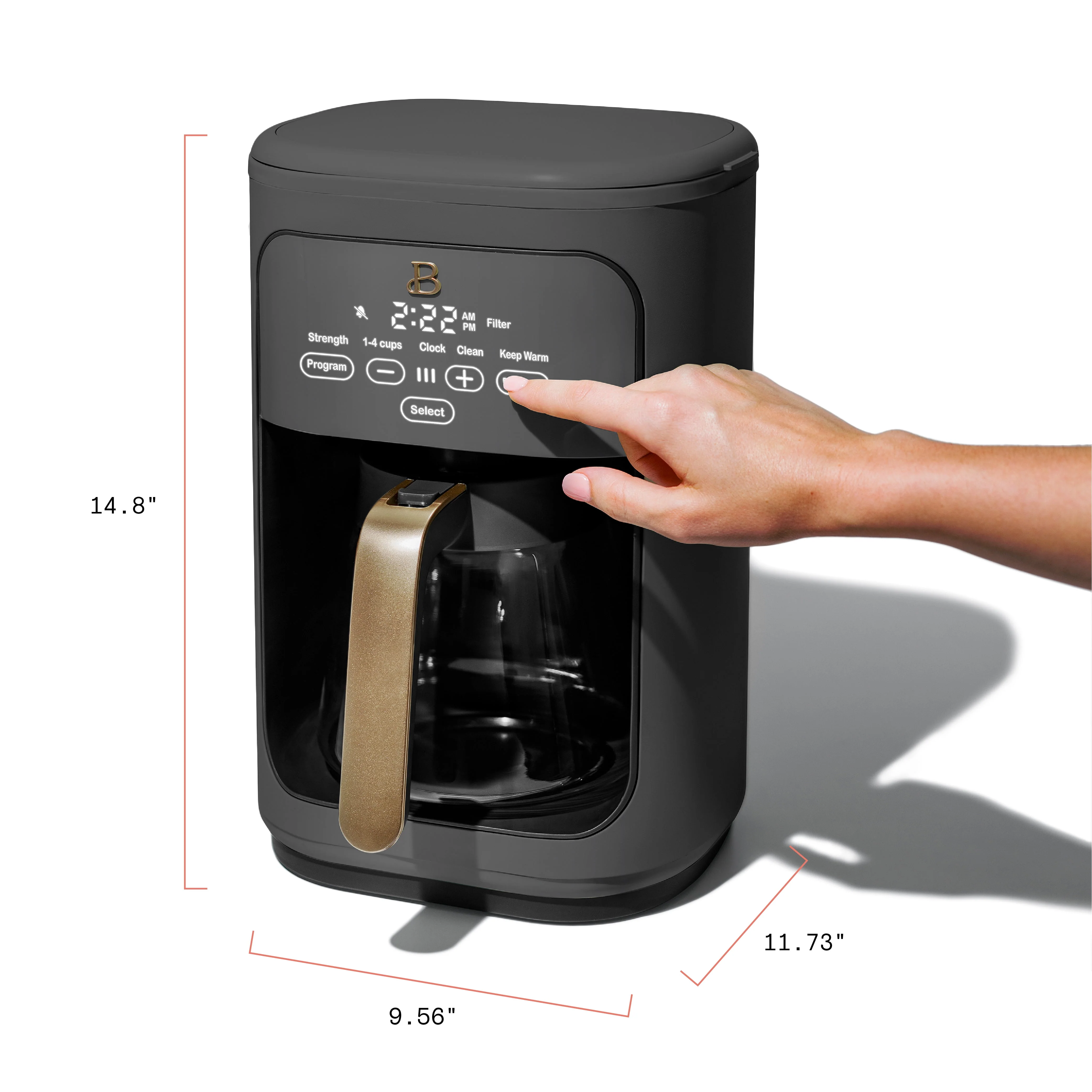 Beautiful 14-Cup Programmable Drip Coffee Maker with Touch-Activated Display, White Icing by Drew Barrymore