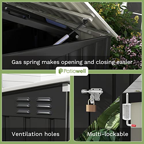 Patiowell 3 x 3 FT Outdoor Storage Shed,Small Garden Tool Storage Shed with Sloping Roof and Single Lockable Door, Outdoor Shed for Backyard Garden Patio Lawn, Grey