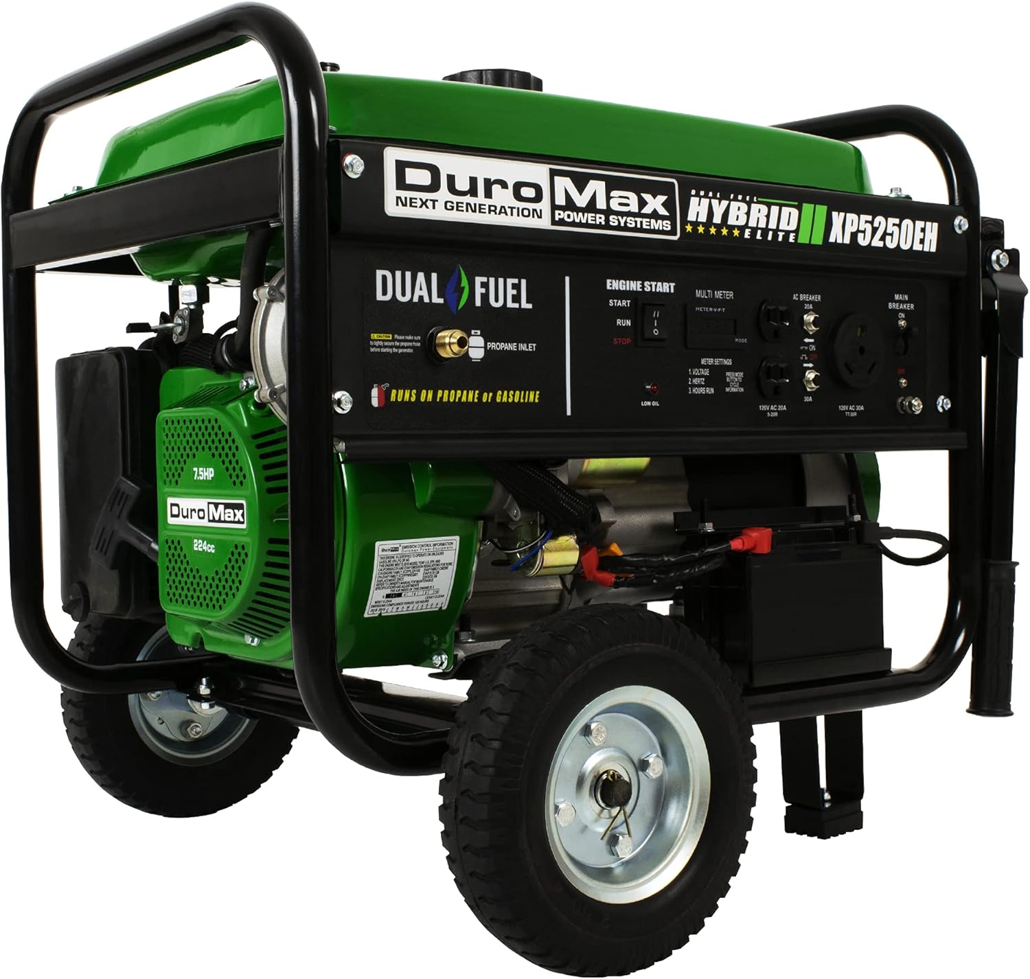 DuroMax XP5500EH Electric Start-Camping & RV Ready, 50 State Approved Dual Fuel Portable Generator-5500 Watt Gas or Propane Powered, Blue/Black