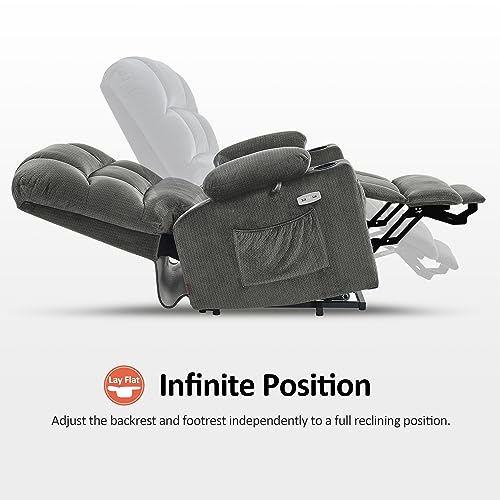 MCombo Large Dual Motor Power Lift Recliner Chair for Elderly, Massage and Heat, Lay Flat, Zero Gravity, Home Button, USB Port, Fabric 7680 (Large, Beige)