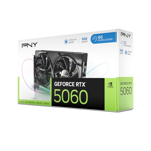 PNY NVIDIA GeForce RTX™ 5060 8GB ARGB Overclocked Triple Fan Graphics Card (DLSS 4, PCIe® 5.0, HDMI®/DP 2.1, 2-Slot, Epic-X™ RGB Lighting)