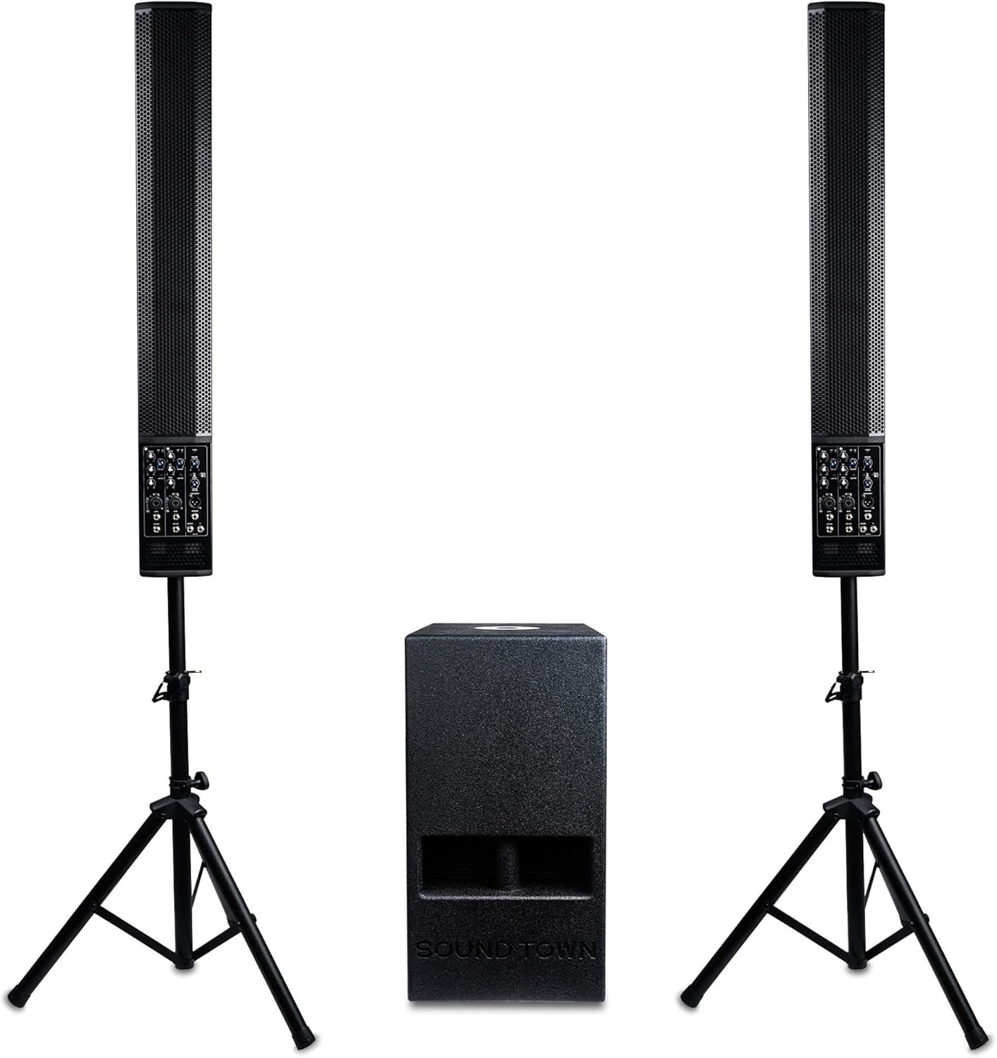 Sound Town 700W Powered Column Speaker Line Array System with 6 x 5” Woofers, 2-Channel Mixer and Bluetooth for Live Music, House of Worship, Meeting Rooms, Restaurants (CARPO-V5PW)