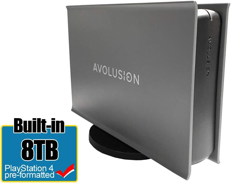 Avolusion PRO-5X Series 8TB USB 3.0 External Gaming Hard Drive Works for PS4 Original, Slim & Pro (Grey)