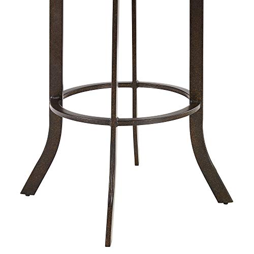 Armen Living Edy Contemporary Faux Leather Swivel Metal Kitchen Barstool, 26" Counter Height, Brown