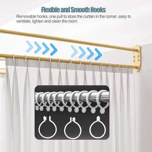 2 Pack Curtain Divider for Room Separation with Metal Pole, Home Commercial Partition Privacy Screen Fabric Curtains Panels, Beauty Bed Curtain Support Frame Pull Curtain(Beige,L 230cm/7.5ft)