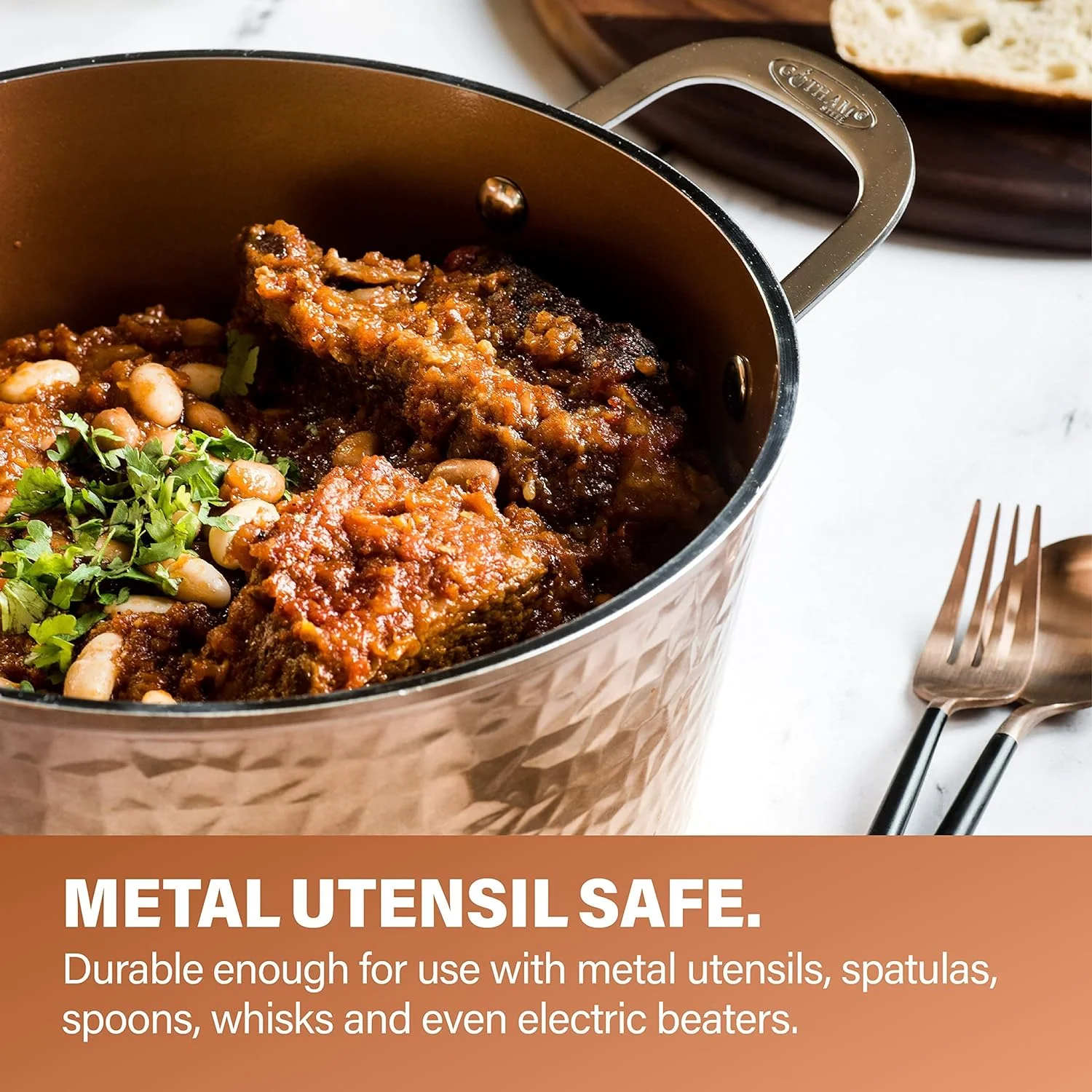 WAGEE Hammered Copper Collection – 20 Piece Premium Pots and Pans Set Nonstick Ceramic Cookware + Bakeware Set for Kitchen, Induction/Dishwasher/Oven Safe, Healthy and Non Toxic