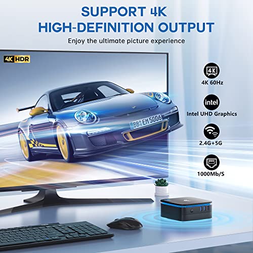 KAMRUI AK1 Plus Mini PC Computers, Intel 12th N95(up to 3.4GHz) Mini Desktop Computer 8GB RAM 256GB SSD, Micro PC Computer Support 4K HDMI, Desktop PC with Dual WiFi, BT4.2 for Business Home Office