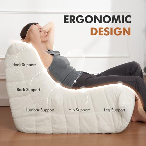 Bean Bag Chair Big Sofa Beanbag Chair for Adults Fireside Chair Bean Bag Lounger with Memory Foam Filled for Home,Apartment or Gaming Venue(Black Plush)