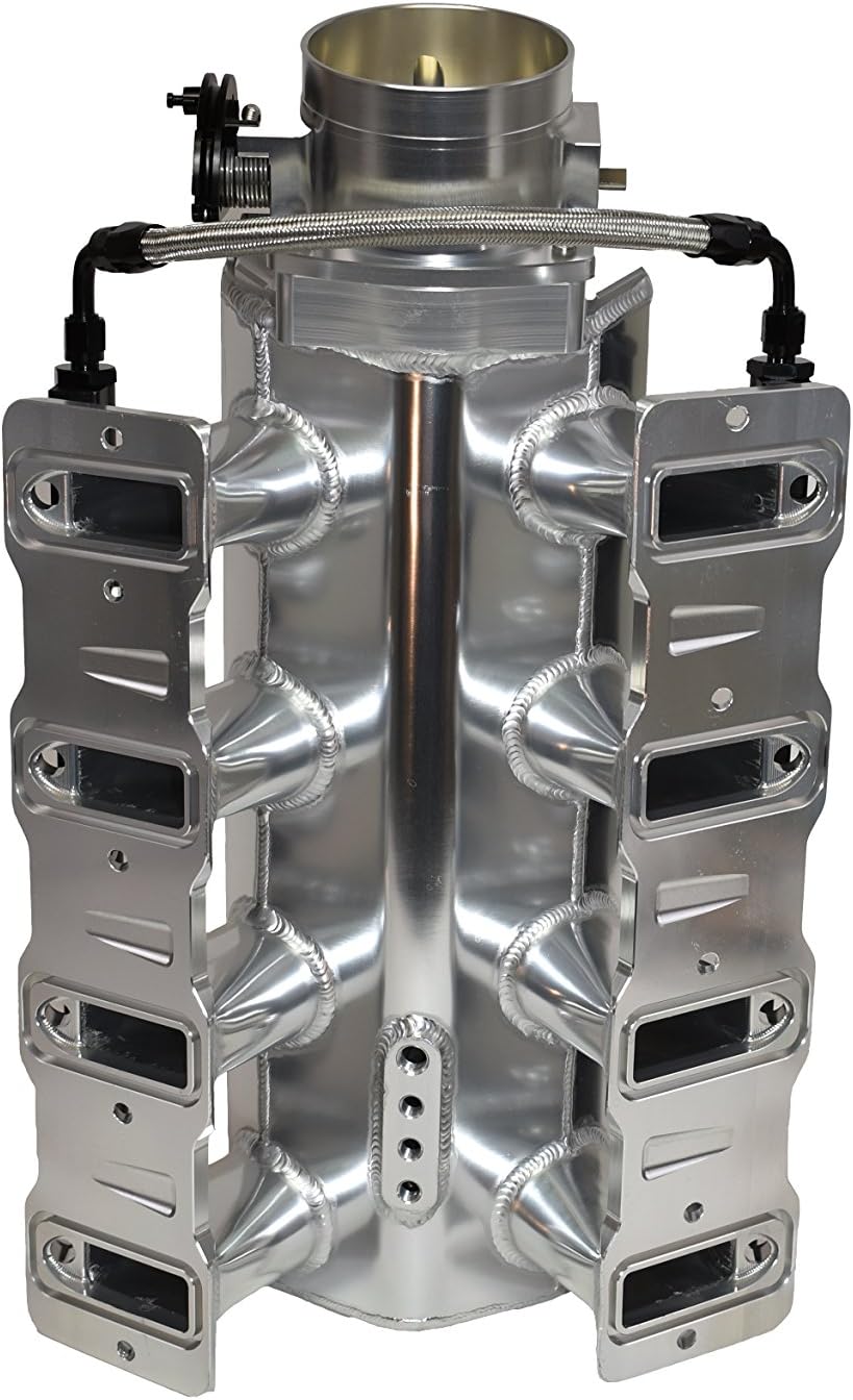 A-Team Performance - Intake Manifold 102mm Throttle Body Fabricated Metal Sheet - Compatible with Chevrolet GMC Pontiac LS LS1 LS2 LS6 Silver