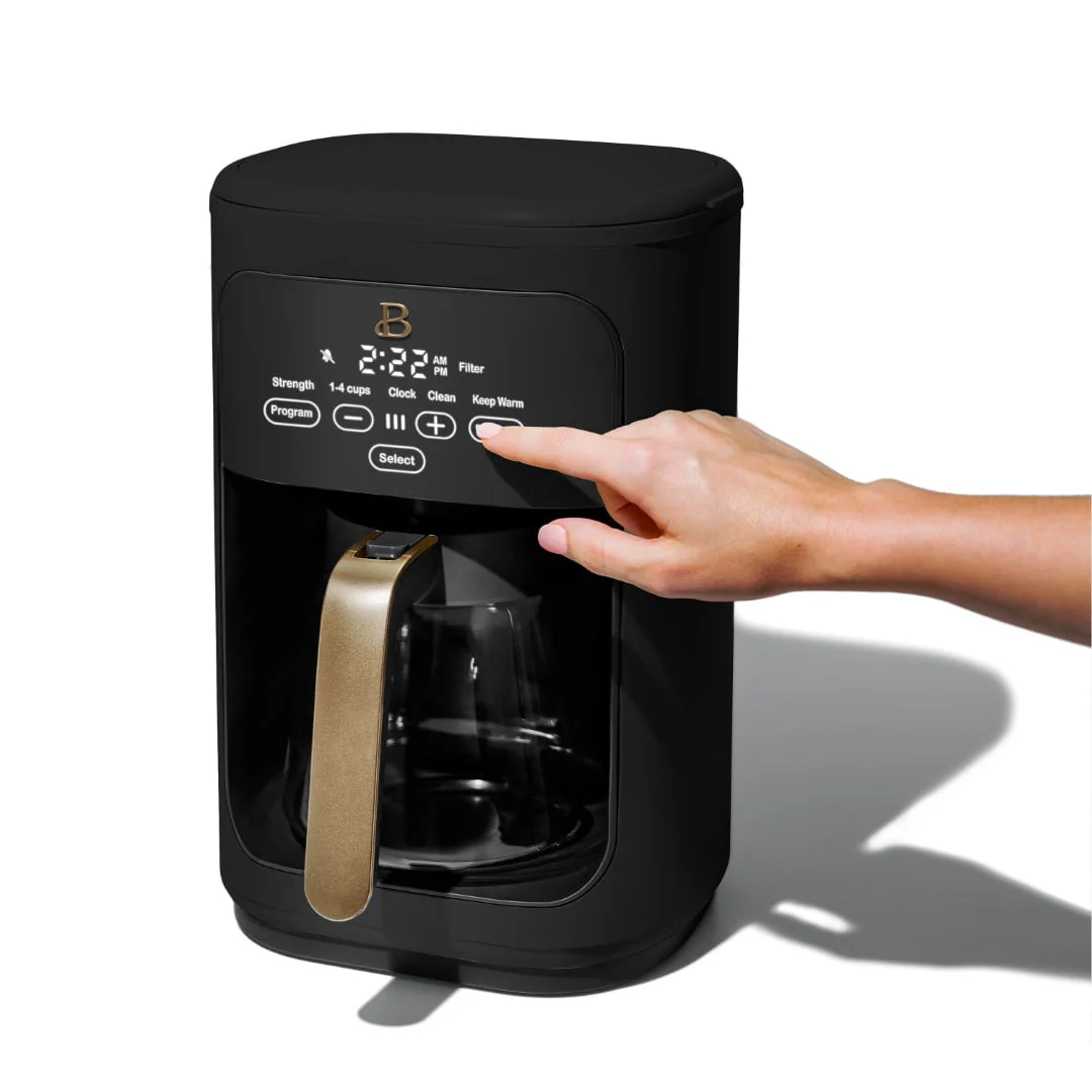 Beautiful 14-Cup Programmable Drip Coffee Maker with Touch-Activated Display, White Icing by Drew Barrymore