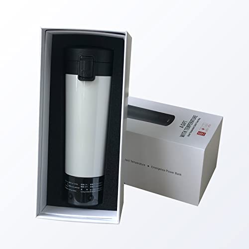FUTURELAB Temperature Control Coffee Mug, Multi-Functional Travel Mug with 14400mah Power Bank, 16 Hours Battery Life,Vacuum Insulated Hot Beverage Warmer, 10OZ