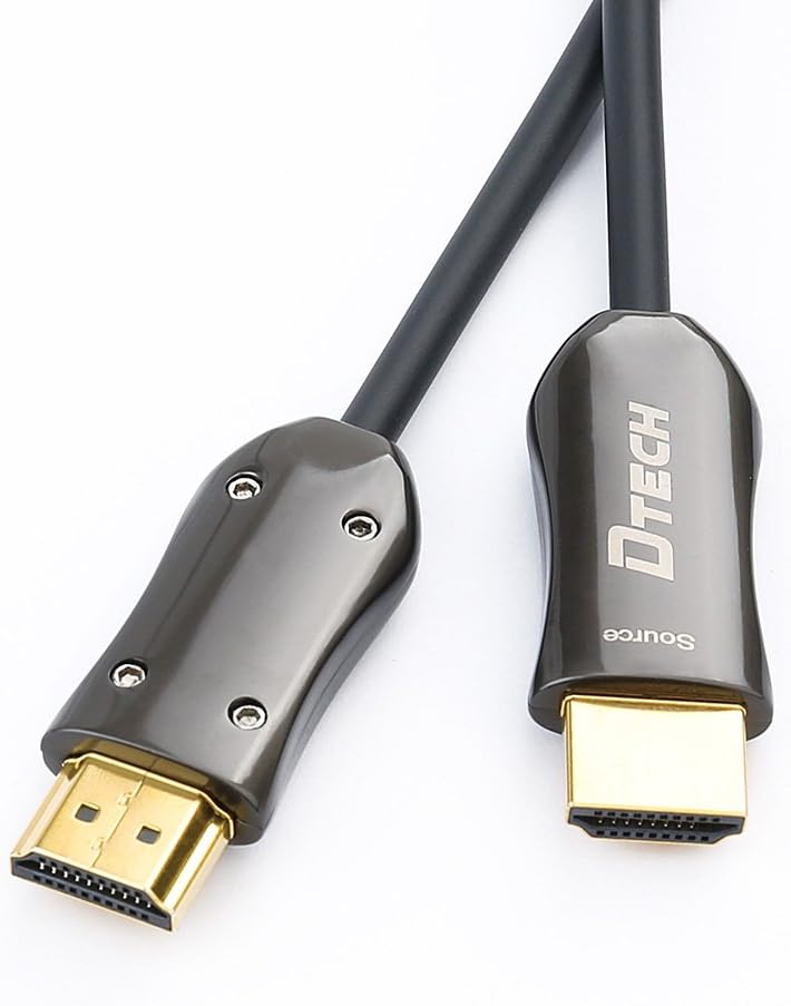 DTECH Ultra Slim Long Fiber Optic HDMI Cable 50 Feet 2.0 Supports 4K 60Hz 18Gbps High Speed Extra Thin UHD Cord for Projector Monitor Pack of 2