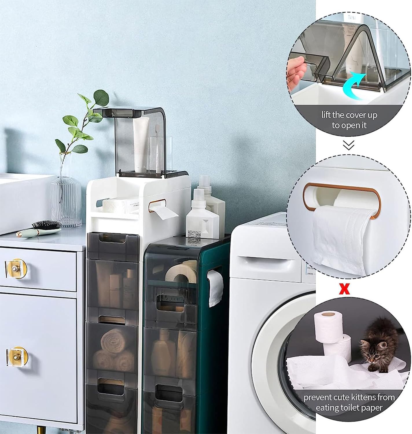 Floor-standing Bathroom Storage Cabinets Bathroom Cabinets 2/3/4-layer Bathroom Floor-standing Cabinets Vertical Storage Cabinets ()