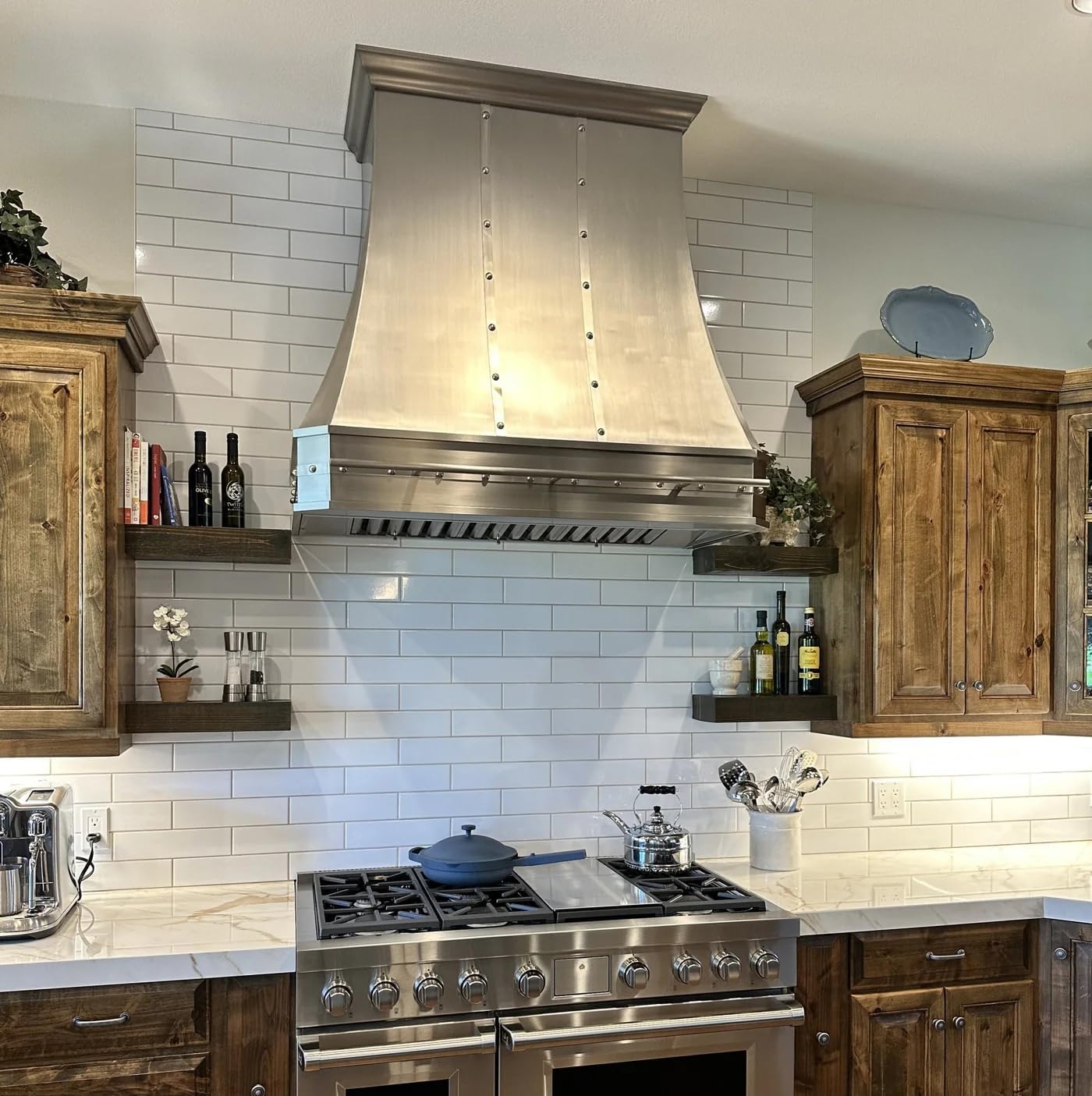 CHETTO Stainless Steel Cooker Hood Kitchen Hood with Built-in Fan 4 Speeds Filter Plate 3w Led Light Wall Mounted Towel Holder