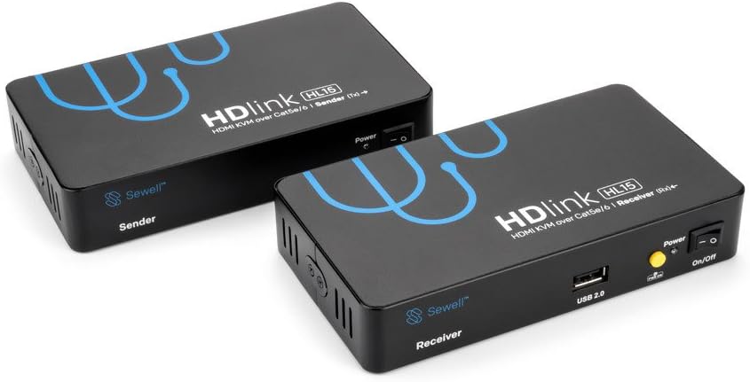 HD-Link HL14 by Sewell, 1x4 HDMI Extender Splitter Over cat5e/6, 160 ft, Black, SW-32949