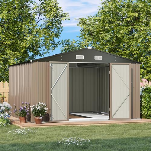 Patiowell 3 x 3 FT Outdoor Storage Shed,Small Garden Tool Storage Shed with Sloping Roof and Single Lockable Door, Outdoor Shed for Backyard Garden Patio Lawn, Grey