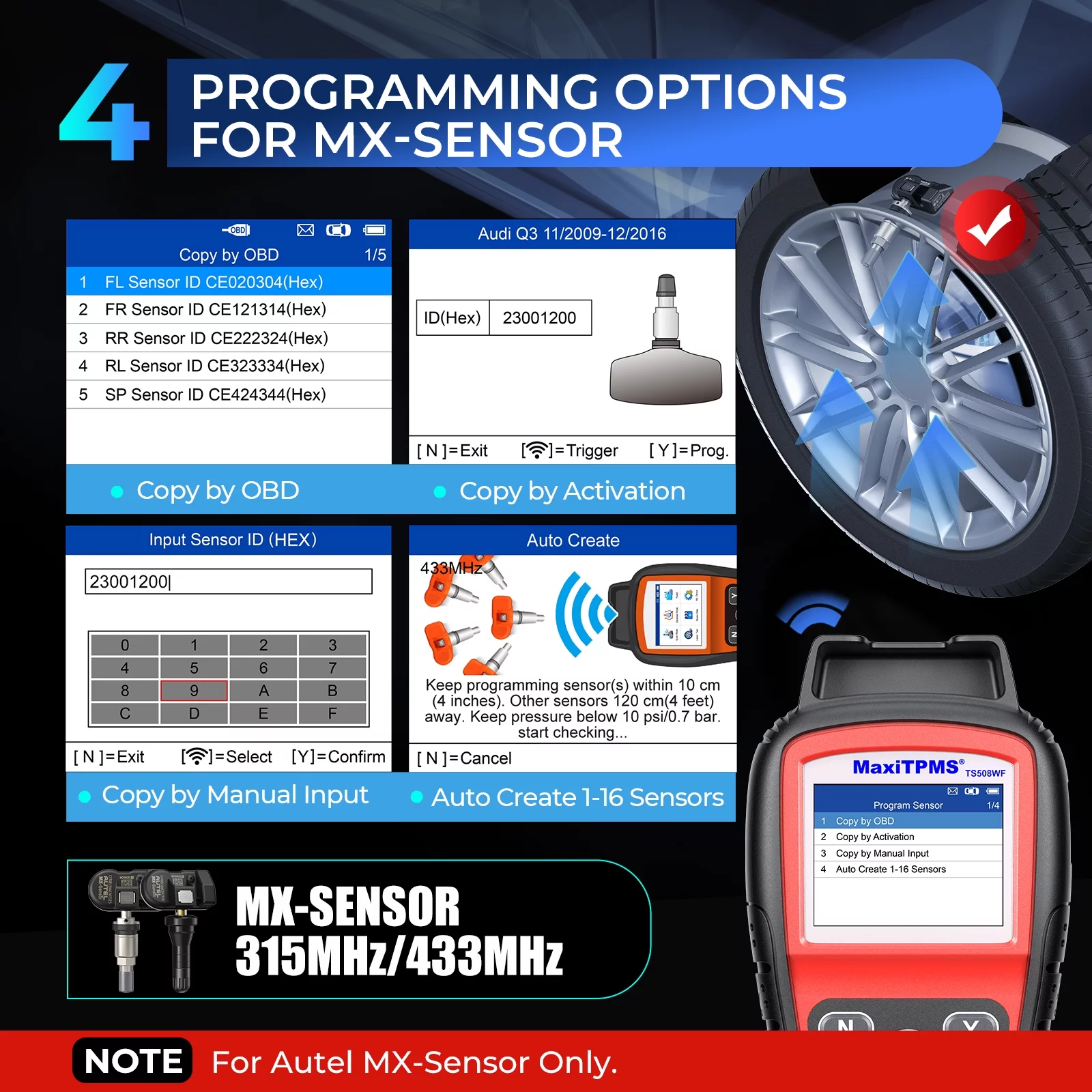 Autel MaxiTPMS TS508WF TPMS Programming Tool Relearn/Activate All Sensors, TPMS Scan Tool Read/Clear DTCs, TPMS Reset Upgraded of TS508 TS408