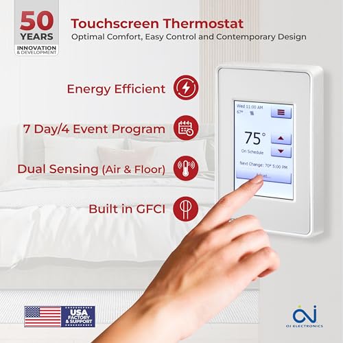 150 Sqft Mat Kit, 120v Electric Radiant Floor Heating System for Under Tile, Stone and Laminate. Includes Alarm, Heated Floor Mat, UDG4 OJ Microline Programmable Thermostat w/GFCI & Sensor