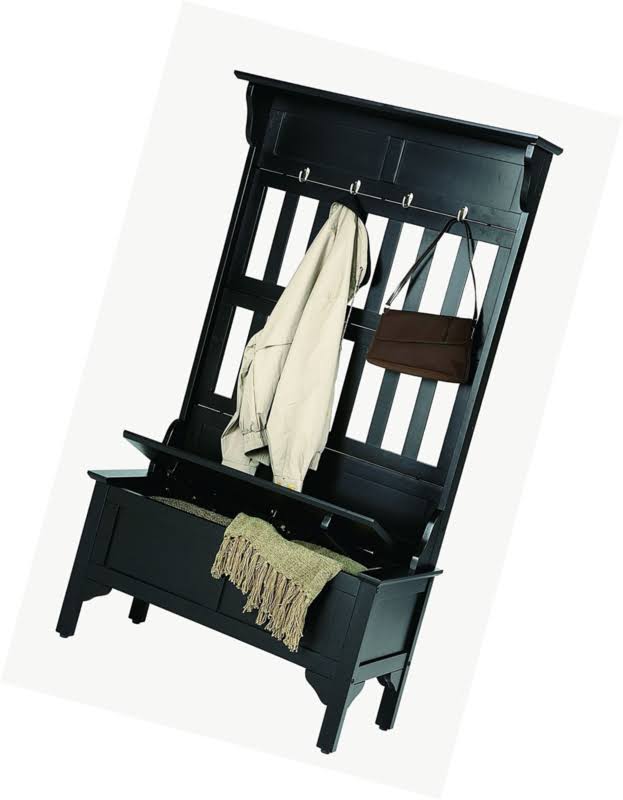 Home Styles Hall Tree u0026 Storage Bench (Black)