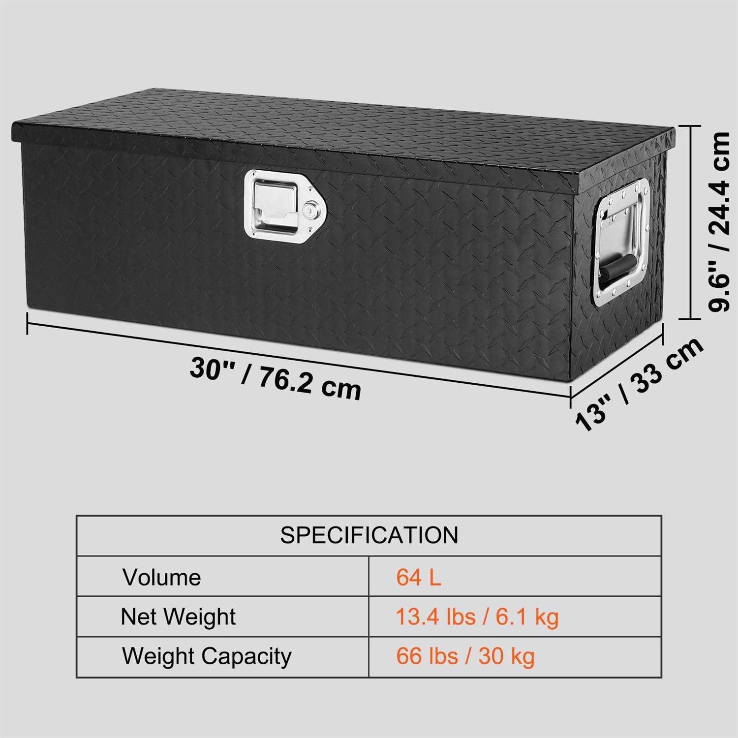 VEVOR Heavy Duty Aluminum Truck Bed Tool Box, Diamond Plate Tool Box with Side Handle and Lock Keys	VEVOR Heavy Duty Aluminum Truck Bed Tool Box, Diamond Plate Tool Box with Side Handle and Lock Keys