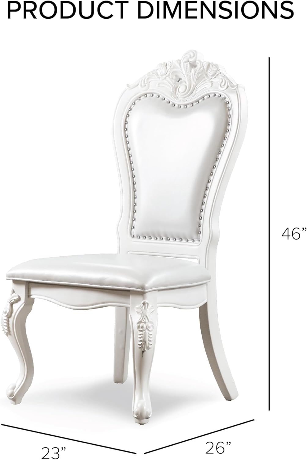 Furniture of America Adair Traditional Solid Wood 7-Piece Dining Set with Double Pedestal Expandable Table and 6 Leather Padded Side Chairs for Home, Kitchen, Living Room, White